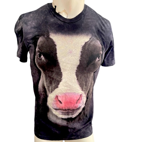 The Mountain : Tie Dye Cow Shirt : Black Tee : Adult Medium - Picture 1 of 3